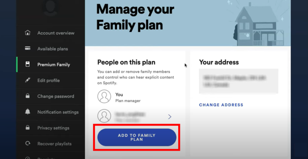 Click on add to family plan