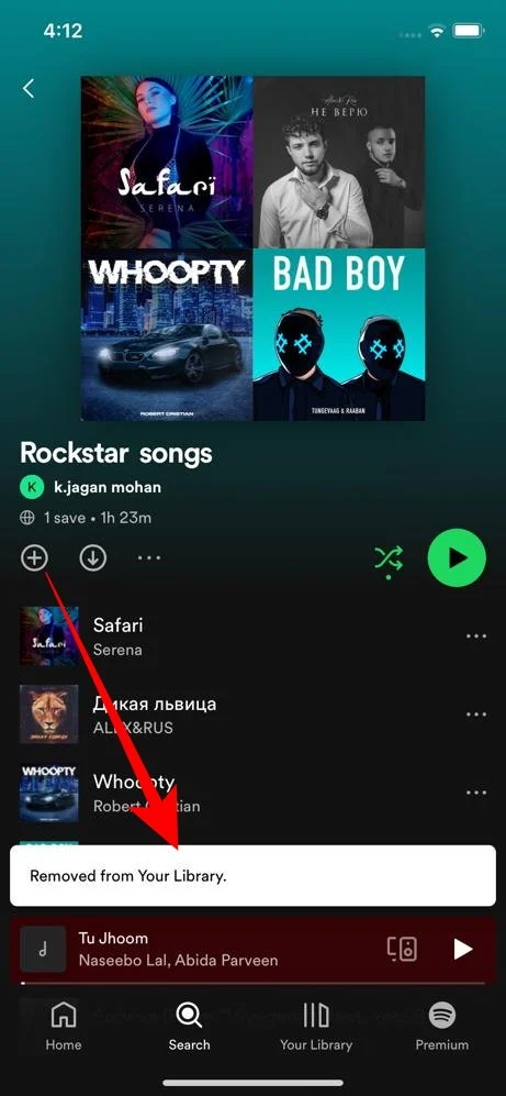 Playlist removed from library