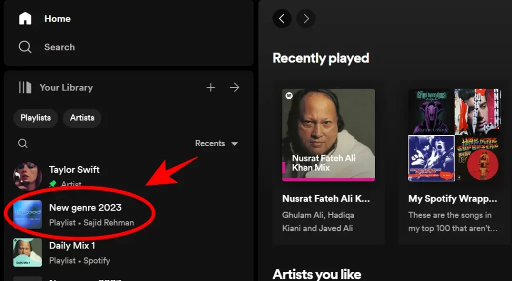 Select your desired playlist on Desktop