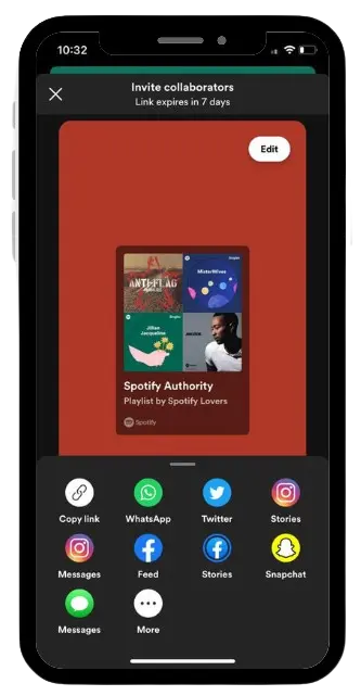 Share Spotify Playlist on Social Media