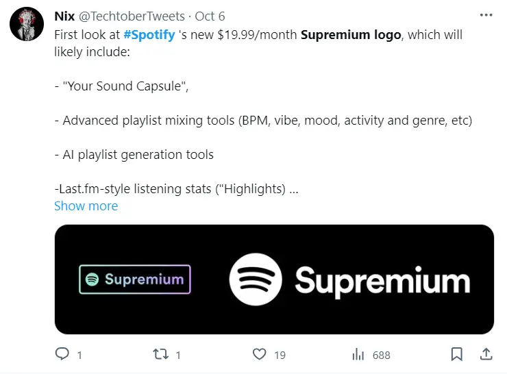 Spotify Supremium pricing