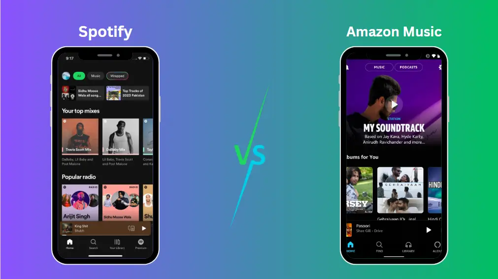 Amazon Music vs Spotify User Interface