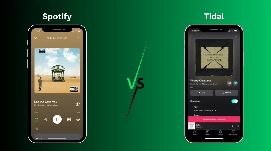 Tidal vs Spotify User Interface